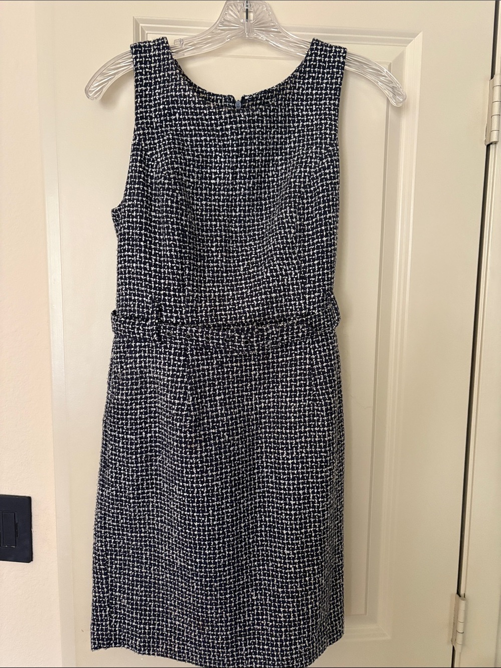 Banana Republic Black and White Tweed Midi Sheath Dress